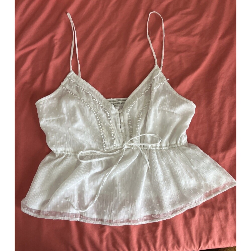 Abercrombie & Fitch Women’s White Cropped Babydoll Tank Size Medium